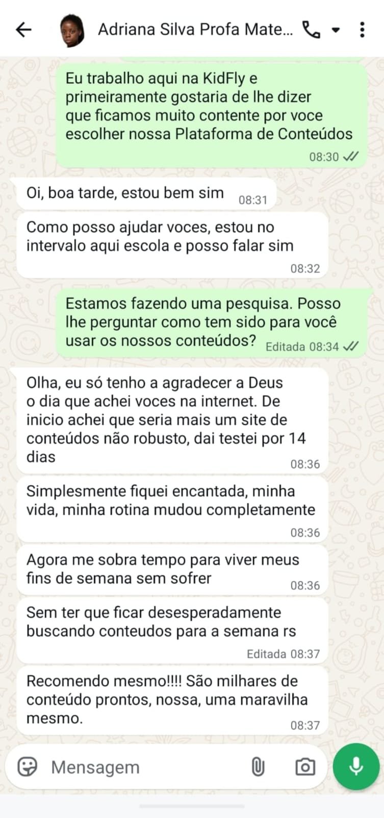 Depoimento Profa. Adriana Silva